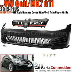 15-17 For Volkswagen Golf MK7 GTI Style Mesh Grille Red Trim Front Bumper Fog