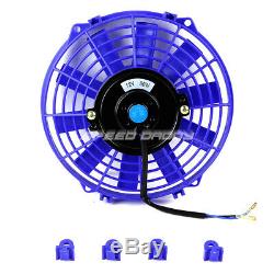 2-row Aluminum Radiator+2x 9 Fan Kit Blue For 99-06 Vw Golf/gti/audi A4 Mk4