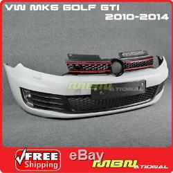 2010-2014 Volkswagen Golf GTI Style Front Bumper Cover Fog Light Grille Mesh Red