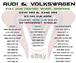 4pc 20MM Hubcentric Wheel Spacer Kit Fits 2000-2018 Audi TT Volkswagen GTI Golf