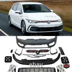 ABS GTI LOOK FRONT BUMPER FULL KIT FOG LAMPS GRILL TRIM for VW GOLF 8 MK8