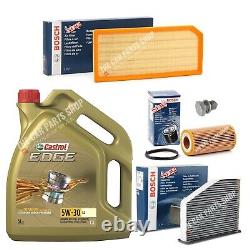 Bosch Service Kit For Vw Golf 2.0 Gti Mk5 5l Castrol Edge And Air Oil Cabin Plug