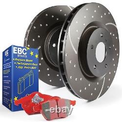 EBC Front Turbo Groove Discs and Redstuff Pads Kit For VW Golf Mk5 Mk6 GTI