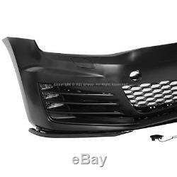 For VW Golf 15-17 MK7 GTI Style Front Bumper Cover LED Fog Mesh Grille Red Trim