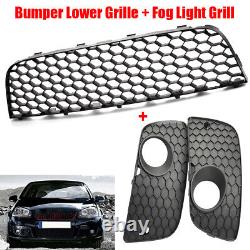 For VW Golf GTI MK5 Front Bumper Fog Light Grill + Lower Centre Mesh Grille Kit