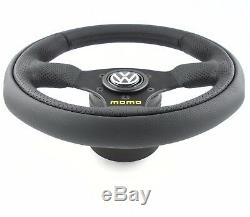Genuine Momo Team 280mm leather steering wheel, hub kit and horn. Volkswagen VW