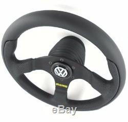 Genuine Momo Team 300mm leather steering wheel, hub kit and VW horn. Volkswagen