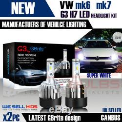 H7 G3 COB LED Headlight Bulbs Kit 7600 Lumens Canbus 72W DRL VW Golf MK6 MK7 NEW