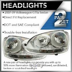 Headlights Headlamps Halogen Left & Right Pair Set for VW Rabbit Jetta Golf GTI