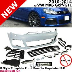 VW Golf GTI 2010 2011 2012 2013 2014 MK6 VI R20 Style Front Bumper Cover Kit