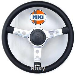 Vw Golf Mk1 Gti CL DX 13 Black Alloy Retro Vinyl Steering Wheel & Boss Horn Kit